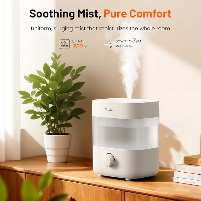 Humidifiers for Bedroom, 2L Tank for 15H, 20dB Quiet Mist Time, Dual Nozzles - Image 4