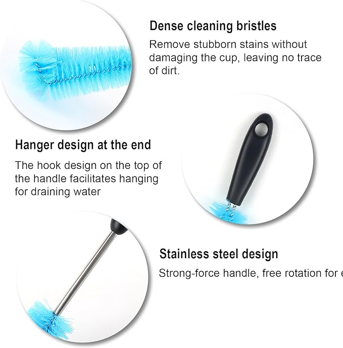 4 Pack Bottle Cleaner Brush Set 15/13/5 Inch Stainless Steel Water Bottle - Image 2