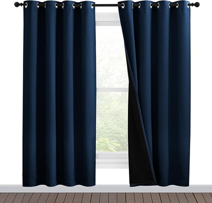 NICETOWN Moroccan Blue Full Shade Curtain Panels, Pair of Energy Smart & Noise by NICETOWN