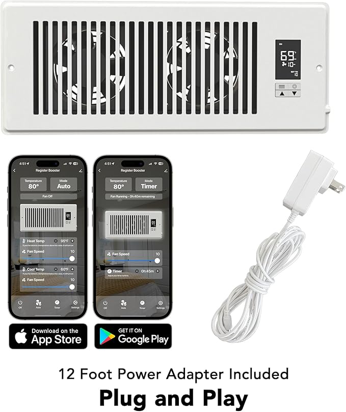 Quietcool Register Booster Fan for 4" x 12" Registers - Image 2