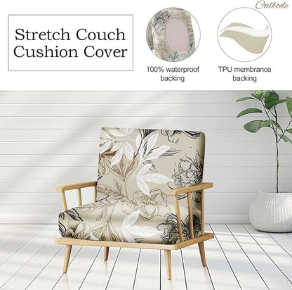 14Pcs Outdoor Stretch Cushion Covers, Waterproof Outdoor Chair Floral Cushion - Image 4