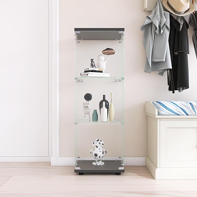 Yoluckea 3 Shelves Glass Display Cabinet - Image 3