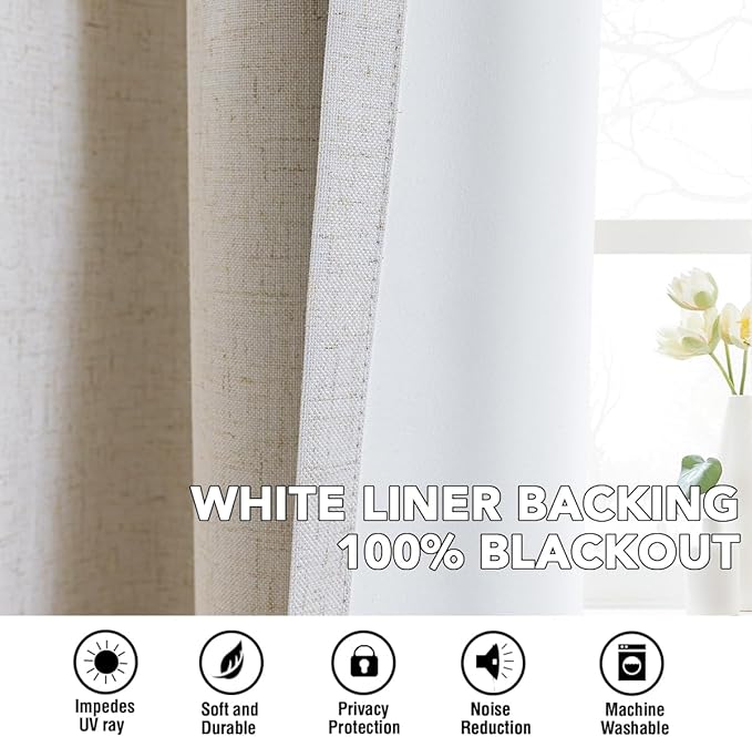 H.VERSAILTEXLinen-Polyester Curtains 100%Blackout Curtains - Image 6