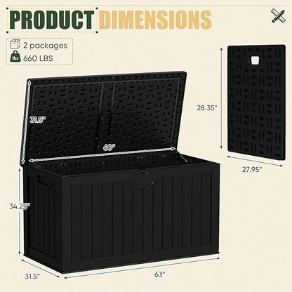 JUMMICO 250 Gallon Outdoor Resin Deck Box - Image 5