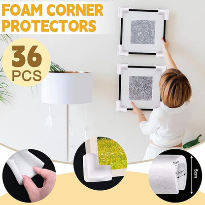 36 Pcs Foam Corner Protectors for Shipping, L-Shaped Edge Guards for TV Moving - Image 3