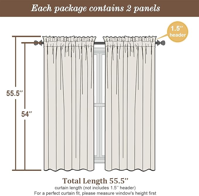 Chyhomenyc Roman Linen Blend Curtains 54 Inch Length 2 Panels, Light Filtering - Image 5