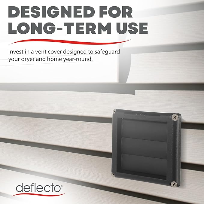 Deflecto Supurr-Vent 4” Outdoor Dryer Vent Cover Black Louvered Wall Hood - Image 8
