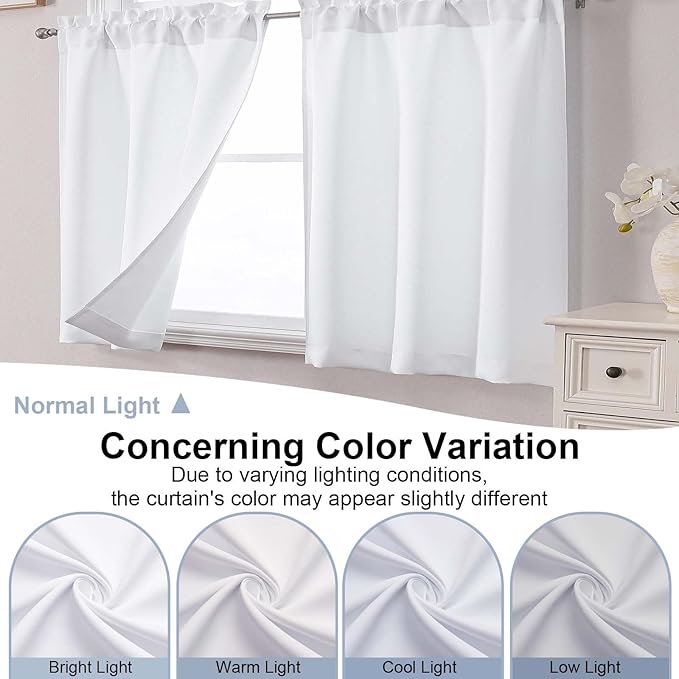 Chyhomenyc Light Filtering Short Curtains 36 Inch Length, Small Kitchen Curtain - Image 8