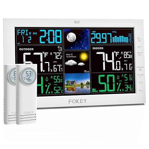 Weather Station Wireless Indoor Outdoor, Indoor Outdoor Thermometer Wireless by FOKEYDIRECT