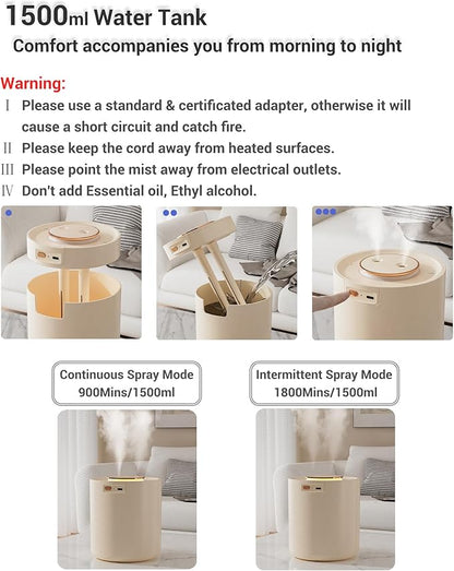 Portable Small Humidifier, 1500ml Small Humidifiers - Image 4