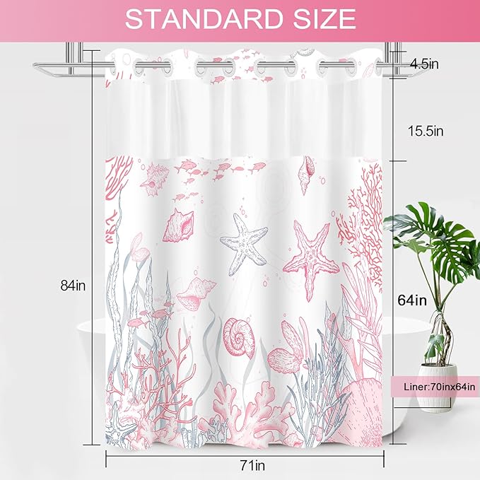 Extra Long No Hook Shower Curtain - Image 6