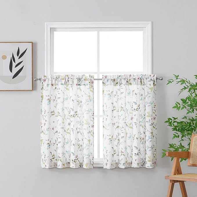 Chyhomenyc Roman Kitchen Curtains 30 Inch Length, Linen Blend Textured Small by Chyhomenyc