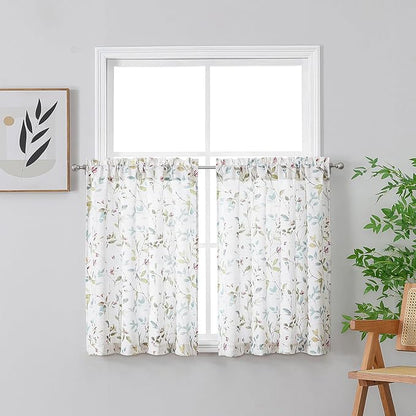 Chyhomenyc Roman Kitchen Curtains 30 Inch Length, Linen Blend Textured Small by Chyhomenyc