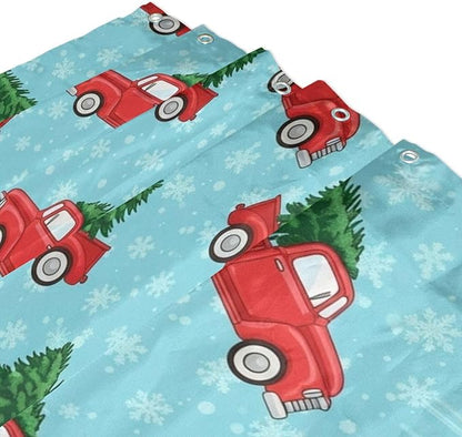 Car Christmas Tree Blue Shower Curtain Liner 72×72 inch - Image 3