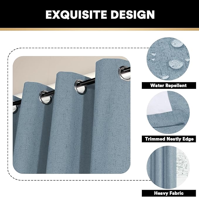 PrinceDeco Linen Blackout Curtains 108 Inches Long Energy-Efficient Temperature - Image 7