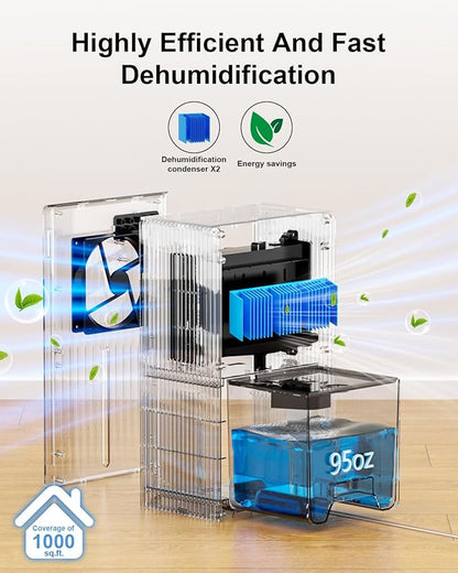 Dehumidifier for Home, 95 OZ Water Tank, Dehumidifiers for Bathroom Bedroom - Image 2