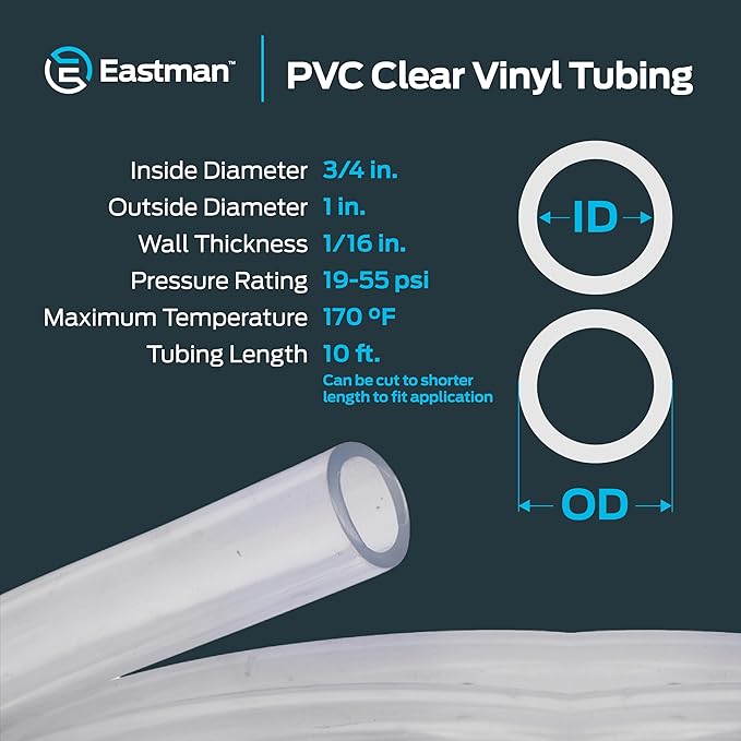 Eastman 3/4 Inch ID PVC Clear Vinyl Tubing, 10 Foot Length - Image 4