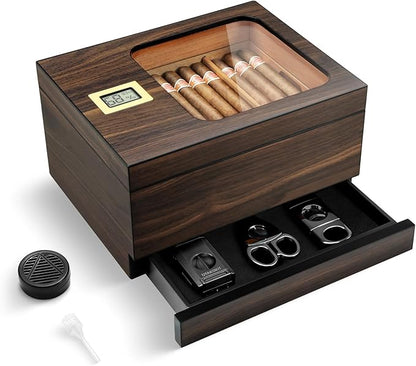 Cigar Humidor, Modern Glass Top Cedar Humidor Cigar Box by OTAKOKIT