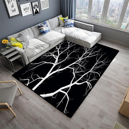 White Branches in The Dark Night Carpet: Elegant Pattern Printing Lightweight - Image 2