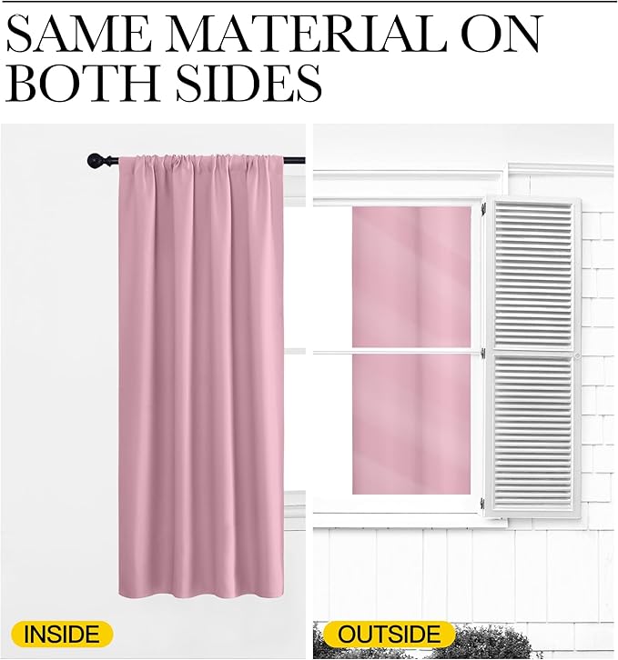 NICETOWN Kitchen Curtains, Rouge Pink, Short Blackout Curtains & Drapes - Image 5