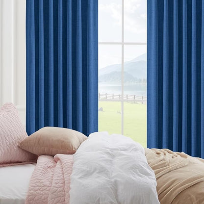 CUCRAF Linen 100% Blackout Curtains 96 Inch Length 2 Panels Set, Back Tab and - Image 9