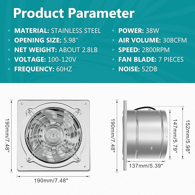HG Power 6 Inch Exhaust Fan: Kitchen Exhaust Fans - Image 3