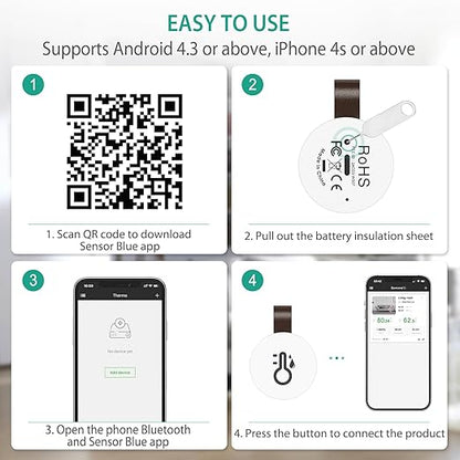 ORIA Wireless Thermometer Hygrometer, Smart Bluetooth Humidity Temperature - Image 5