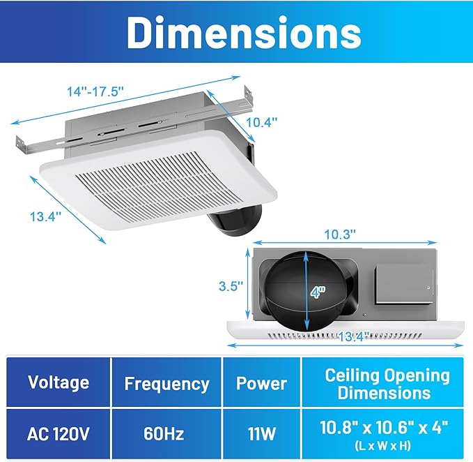 COSTWAY Bathroom Exhaust Fan, 50/80/110 CFM Ceiling Mount Exhaust Ventilation - Image 7