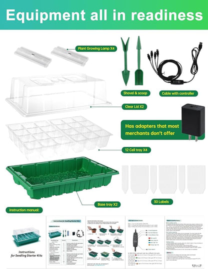 Large Seed Starter Trays with Heat Mat, Seed Starter Kit with 48 Full Spectrum - Image 7