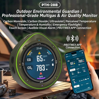 Protmex 5 in 1 Wireless Touchscreen Portable Multifunctional Carbon Monoxide - Image 2