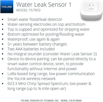YoLink Water Leak Sensor 3-Pack, LoRa Up to 1/4 Mile Open-Air Range Smart Water - Image 2