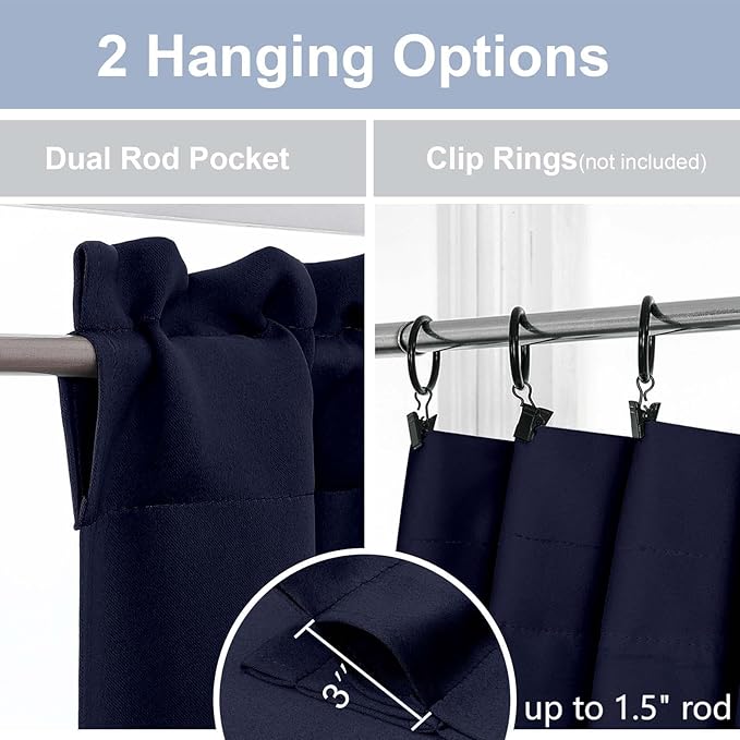 Chyhomenyc Navy Blue Short Blackout Curtains 30 Inch Length, Small Kitchen - Image 5