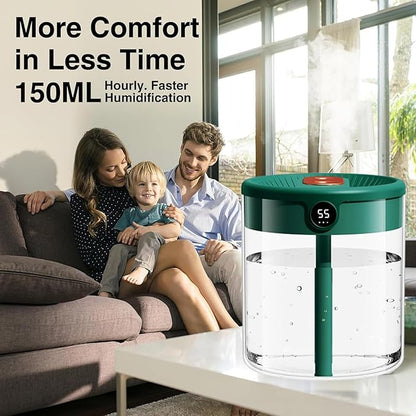 Dreamzy Humidifier for Large Room Cool Mist Bedroom Desktop Double Nozzle Cool - Image 2