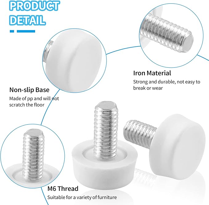 Biaungdo 24 Pcs Adjustable Furniture Levelers, M6x15 mm Ajustable Leveling Feet - Image 3