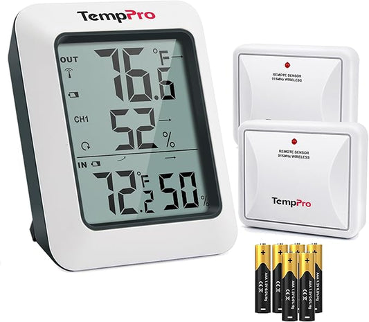 TempPro TP60-2 Digital Hygrometer Indoor Outdoor Thermometer Wireless by ThermoPro