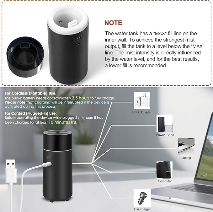 HODEMI Portable Smart Car Essential Oil Diffuser, Cordless Mini Cold Mist - Image 7