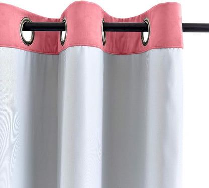 ChadMade Blackout Lined Premium Velvet Curtain Rose 72Wx102L Inch, Eyelet - Image 3