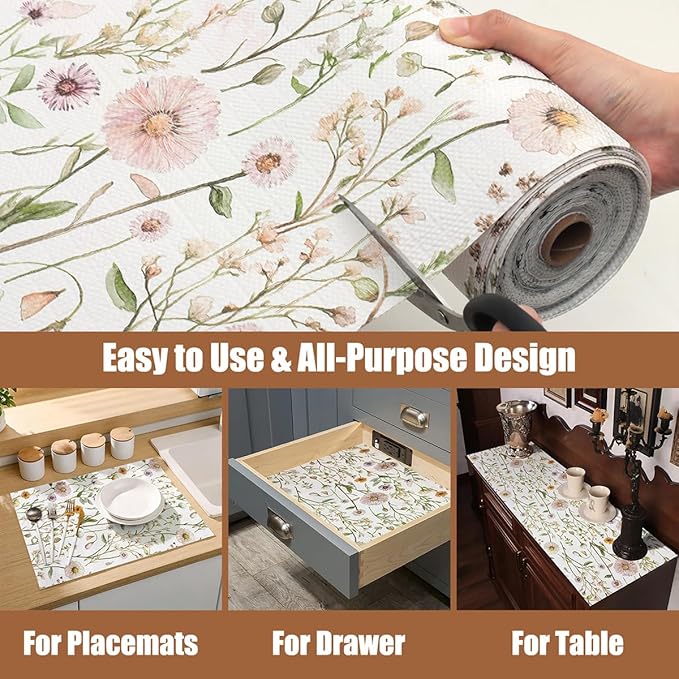 Drawer and Shelf Liner for Kitchen Cabinets Non Adhesive Drawer Liners Floral - Image 4