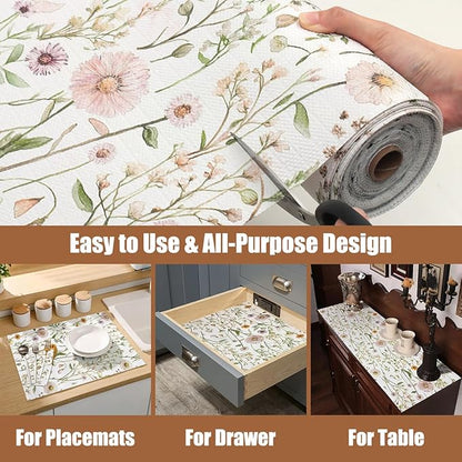 Drawer and Shelf Liner for Kitchen Cabinets Non Adhesive Drawer Liners Floral - Image 4