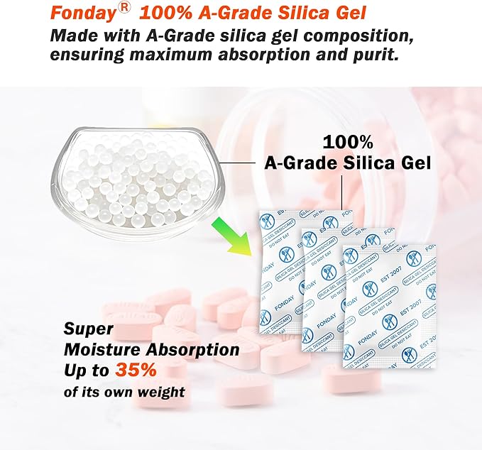 2g x 2500 Packs Fonday Food Grade Silica Gel Desiccants Packs Moisture - Image 3