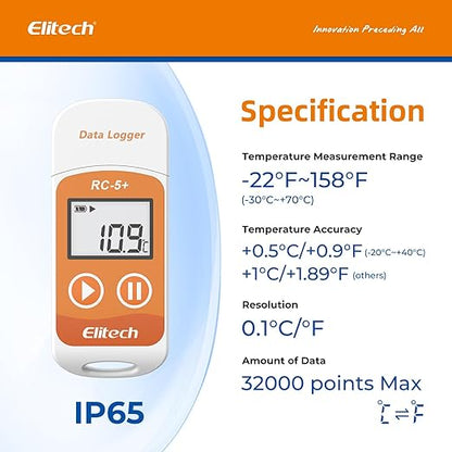 Elitech RC-5+ Digital PDF USB Temperature Data Logger Reusable Recorder - Image 4