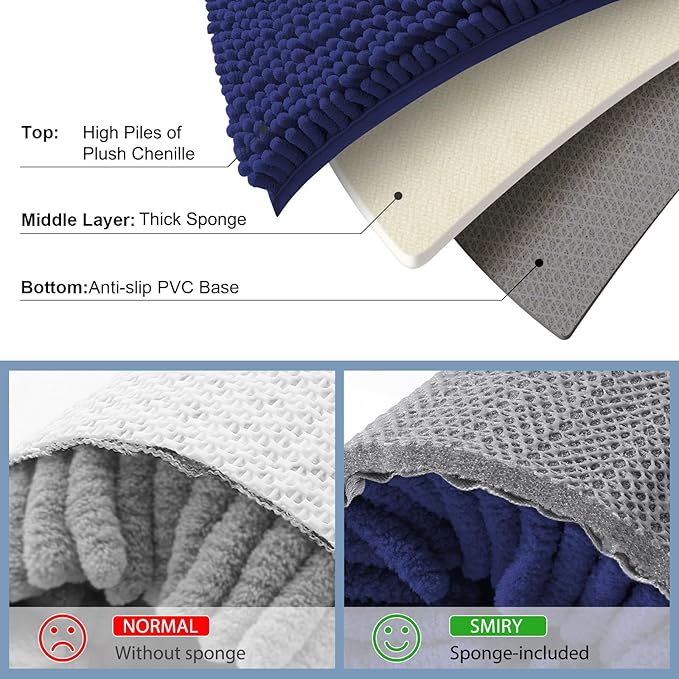 Smiry Luxury Chenille Bathroom Rugs 30x20, Extra Soft and Absorbent Shaggy Bath - Image 5