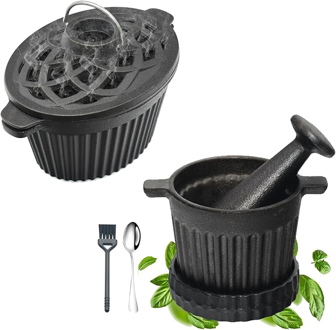 Wood Stove Steamer & Cast Iron Mortar Pestle Set Bundle by Unknown