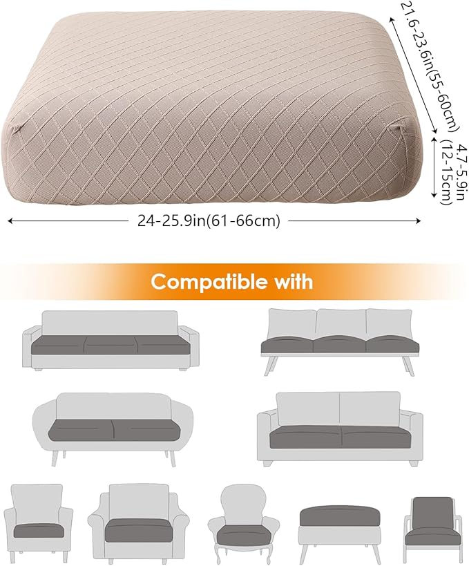 Fuloon Waterproof Seat Cushion Covers 2 PCS, Stretch Sofa Cushion Slipcovers - Image 3