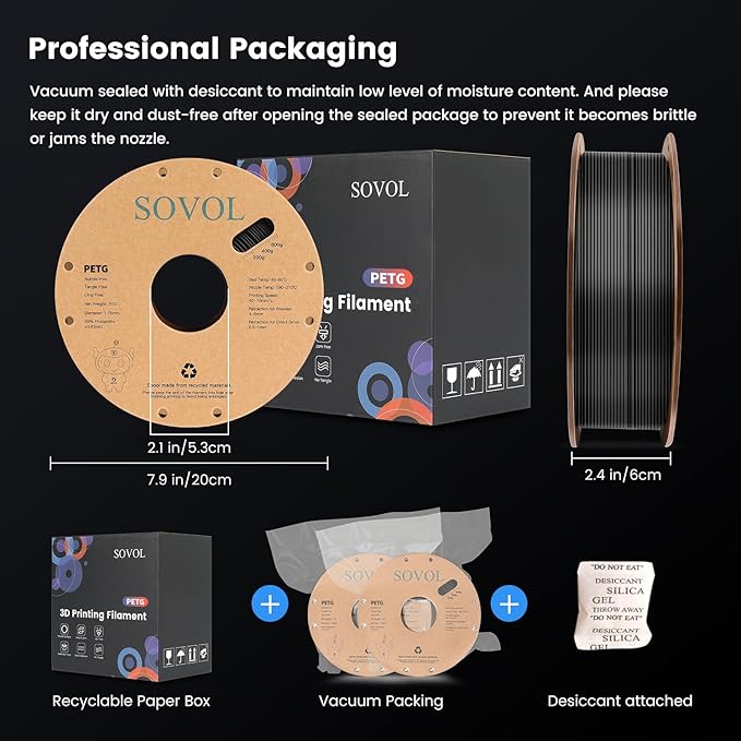 Sovol 3D Printer PETG Filament 2kg Spool Printing Materials, Wiring Tightness - Image 5