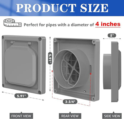 Dryer Vent Cover Outside 4 inch, Magnetic Door Design, Durable Airflow Vent - Image 2