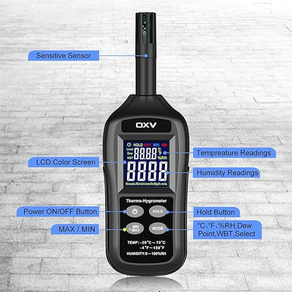 OXV Thermo-Hygrometer Digital Temperature Humidity Meter, Professional - Image 4