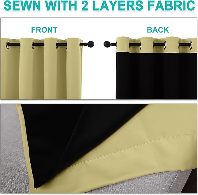 NICETOWN Paler Yellow Full Shade Curtain Panels, Pair of Energy Smart & Noise - Image 5