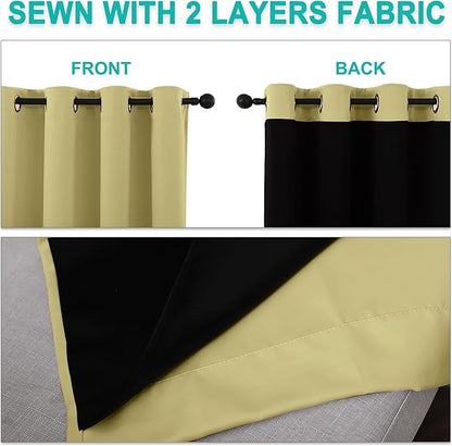 NICETOWN Paler Yellow Full Shade Curtain Panels, Pair of Energy Smart & Noise - Image 5