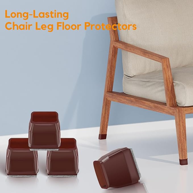 36Pcs Brown Square Chair Leg Floor Protectors, High Elastic Felt Furniture Pads - Image 6